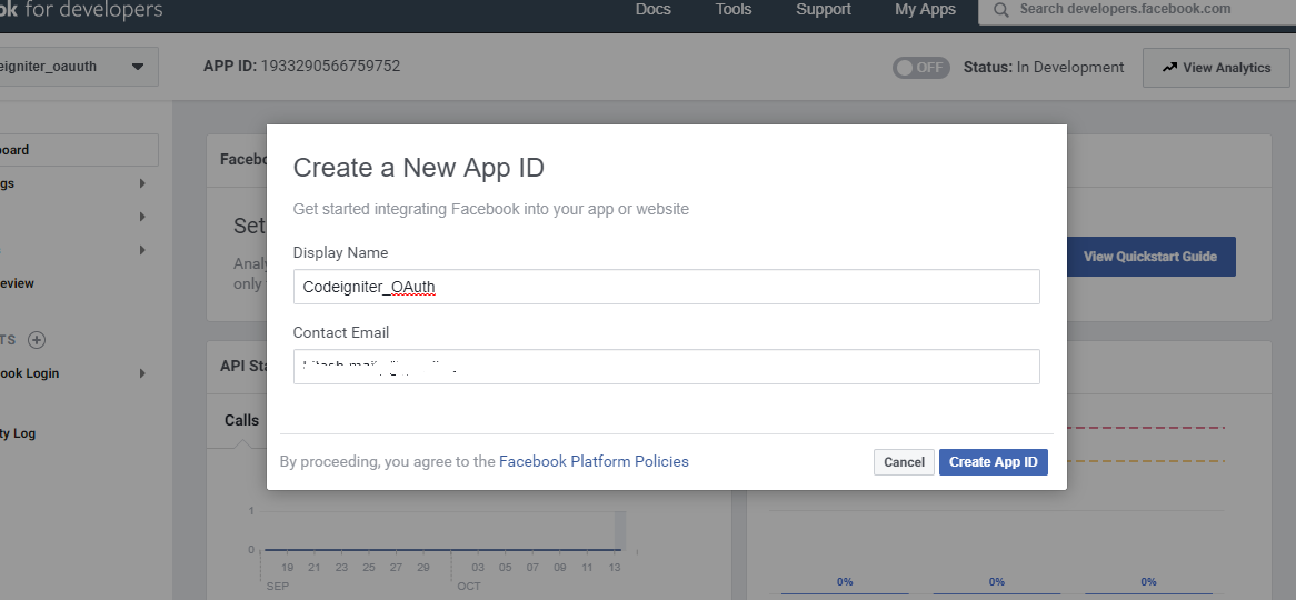 Facebook OAuth: Facebook Create App